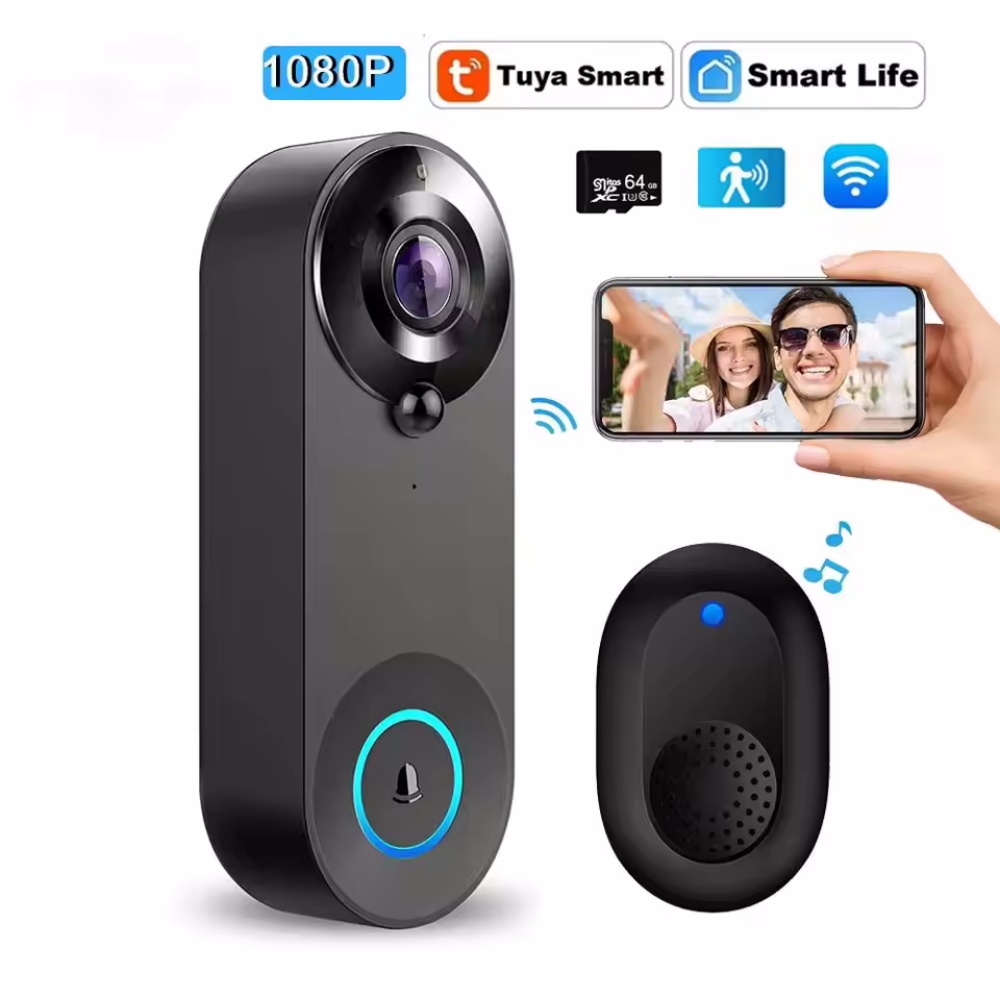 Smart Home Video Doorbell - Tuya 1080P Wireless WIFI Doorbell Video