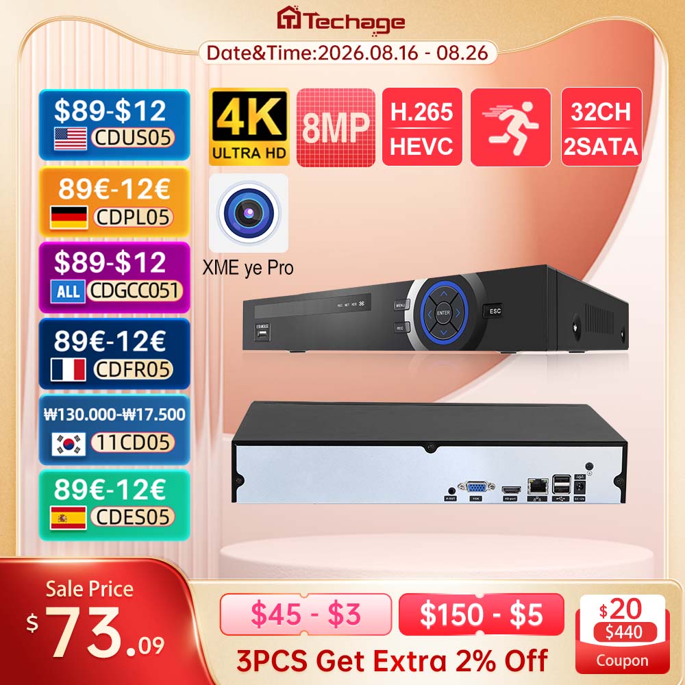 Security Ip Camera - Techage UHD H.265 36CH NVR Network