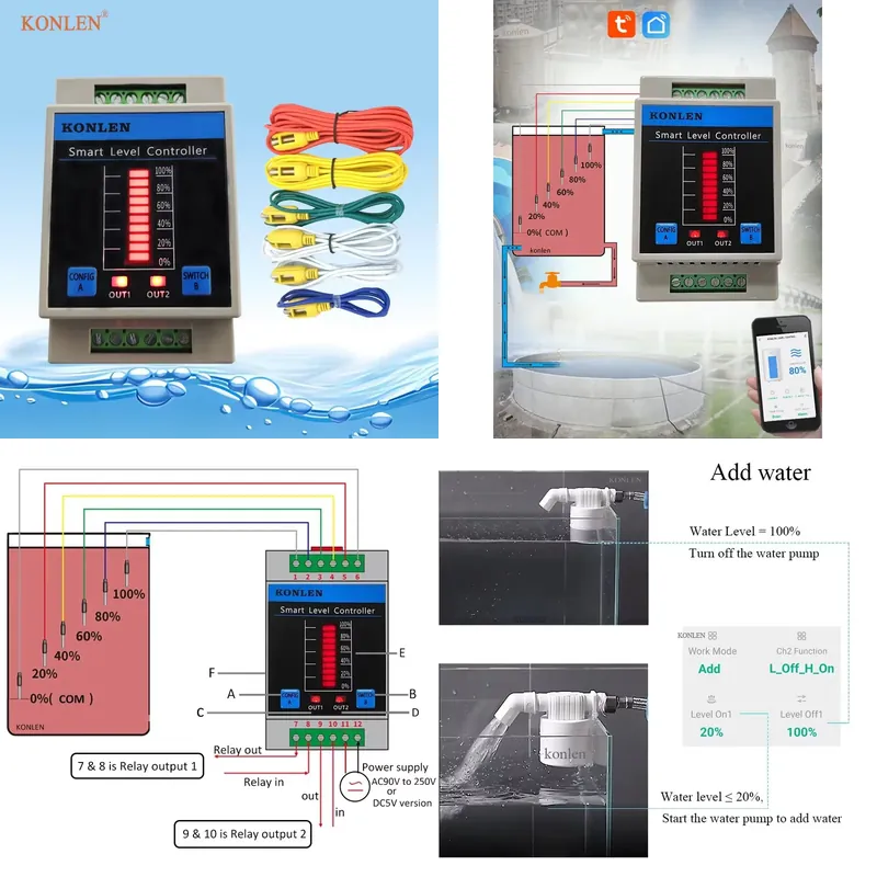 Wifi Water Sensor - KONLEN Water Level Sensor WIFI Water