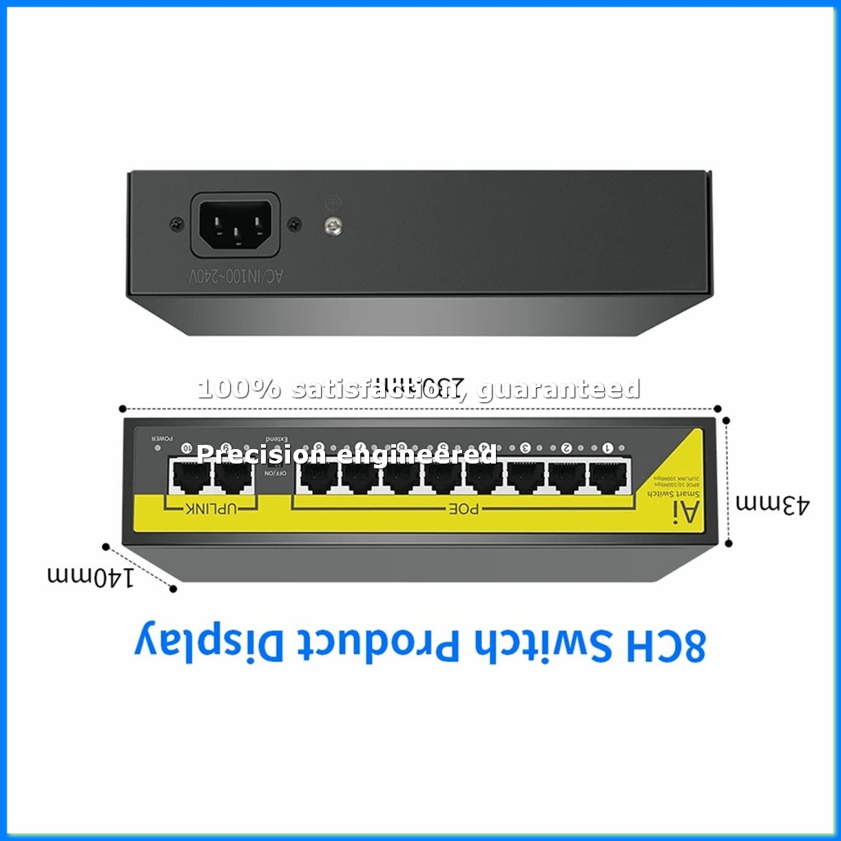 Security Ip Camera - 48V 8Ports POE Switch Ethernet 10/100Mbps
