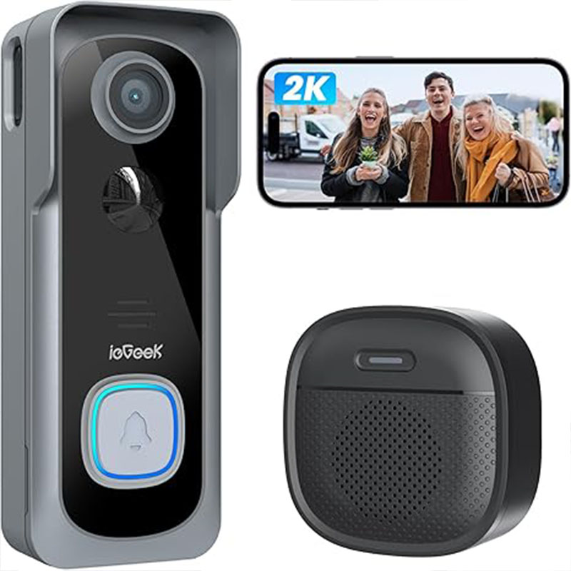 Smart Home Video Doorbell - ieGeek 2K Doorbell Camera Wireless -Video