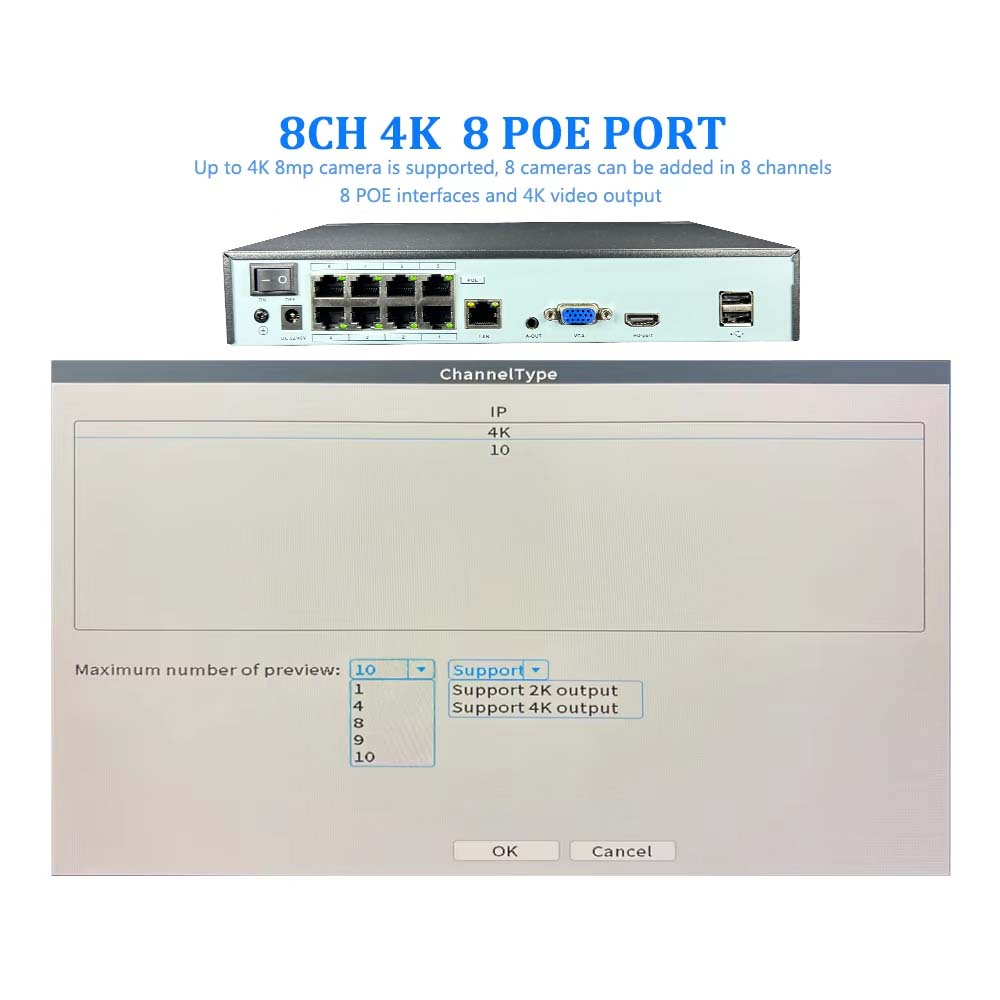 4K 10CH NVR 4/8Port POE For 8M - Security Ip Camera review and price